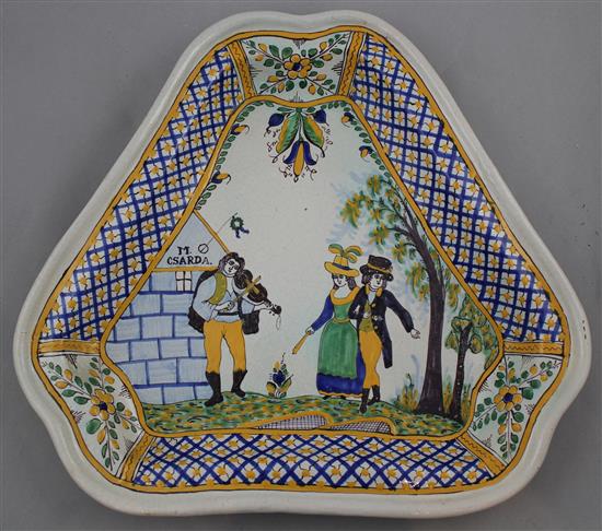 A French faience pottery dish, 19th century,